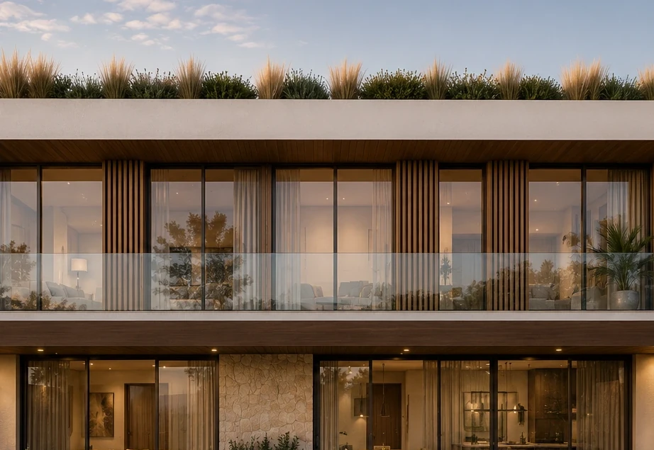 Casa 250 facade and rooftop greenery detail